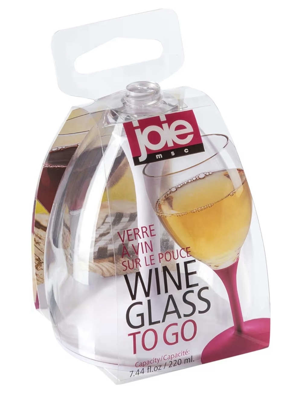 Joie Wine Glass To Go - Clear with Purple/White Base comes in 2 colors